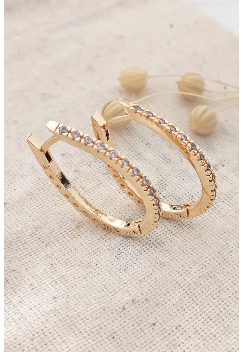 Oferte la Cercei rotunzi cu zirconia - Auriu - Auriu
