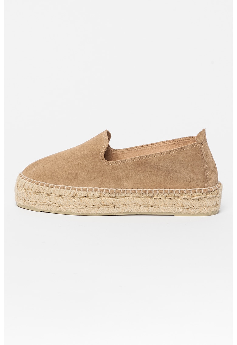 Oferte la Espadrile flatform de piele intoarsa - Maro taupe