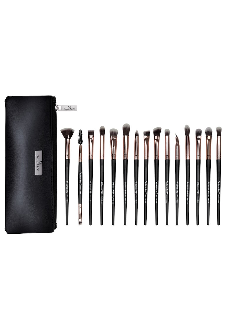 Oferte la Set 15 pensule machiaj Senso Pro Milano Black Rose Gold + Borseta