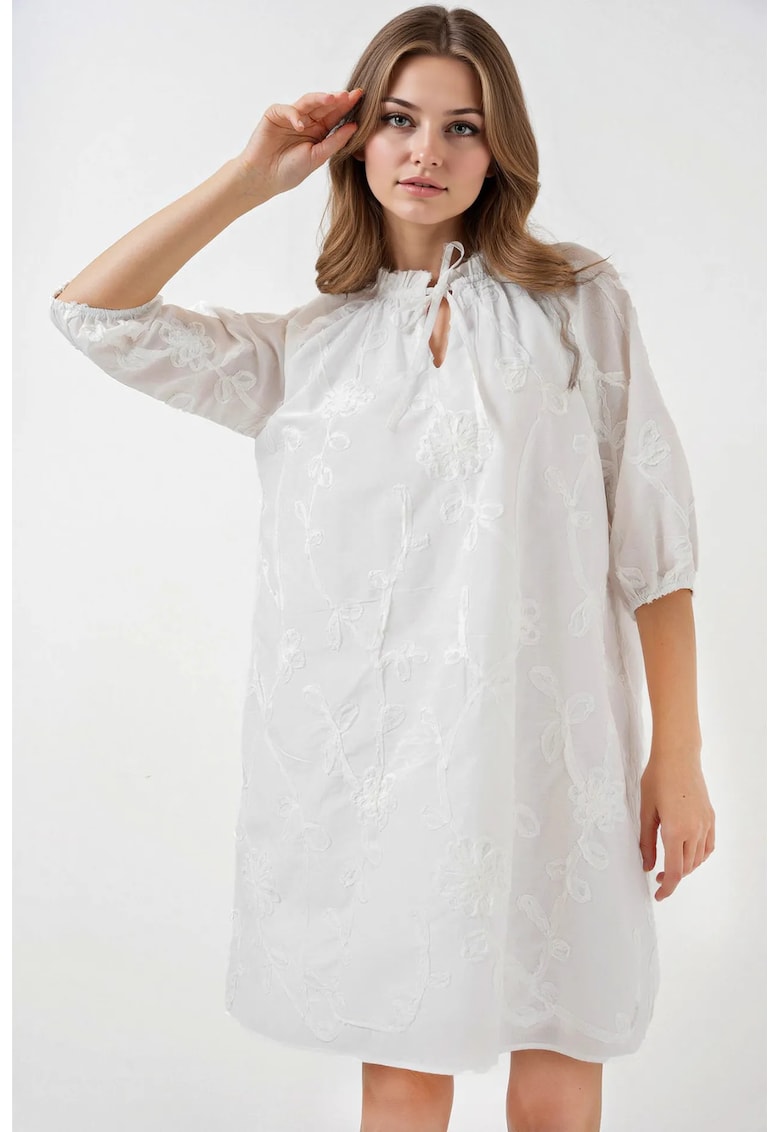 Oferte la Rochie mini dama - HiCCUP - brodata - bumbac - alb