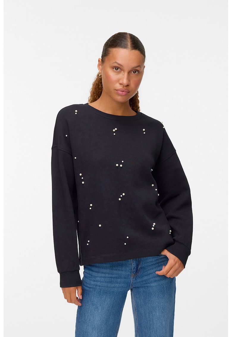 Oferte la Bluza de trening cu perle sintetice - Negru