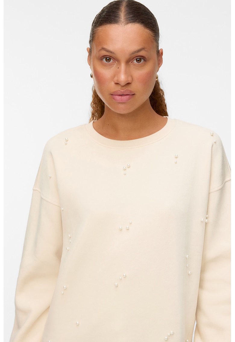 Oferte la Bluza de trening cu perle sintetice - Bej