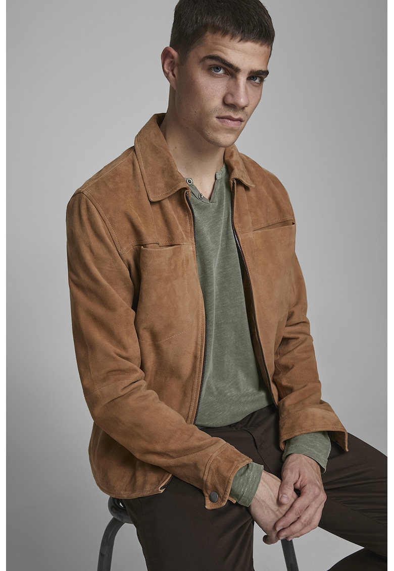 Oferte la Jack&Jones - Bluza henley slim-fit de bumbac - Verde pal