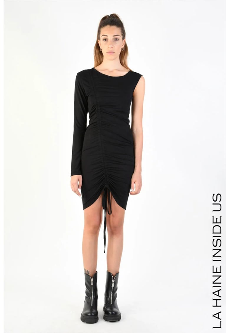 Oferte la Rochie midi cu drapaj reglabil - Negru