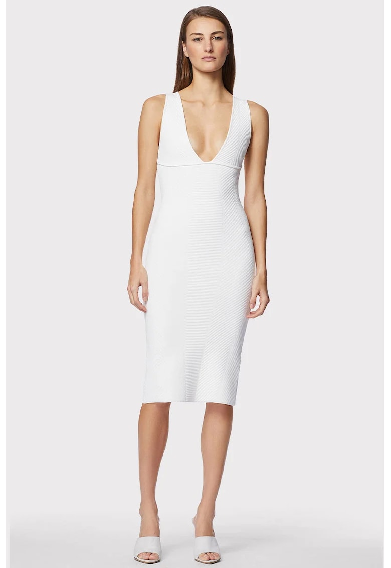 Oferte la Rochie creion cu slit pe partea din spate - Alb
