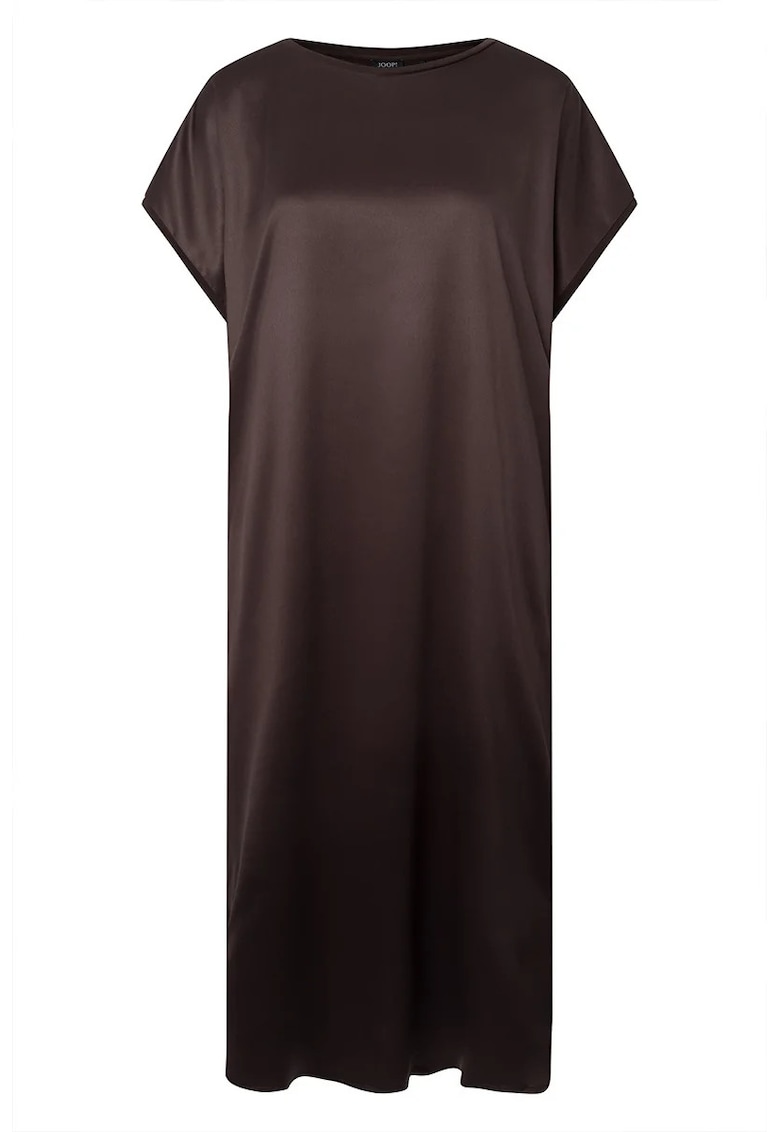 Oferte la Rochie midi satinata cu maneci scurte - Maro