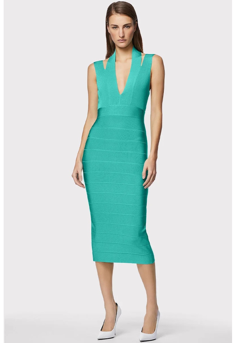 Oferte la Rochie midi cu decolteu adanc in V - Verde