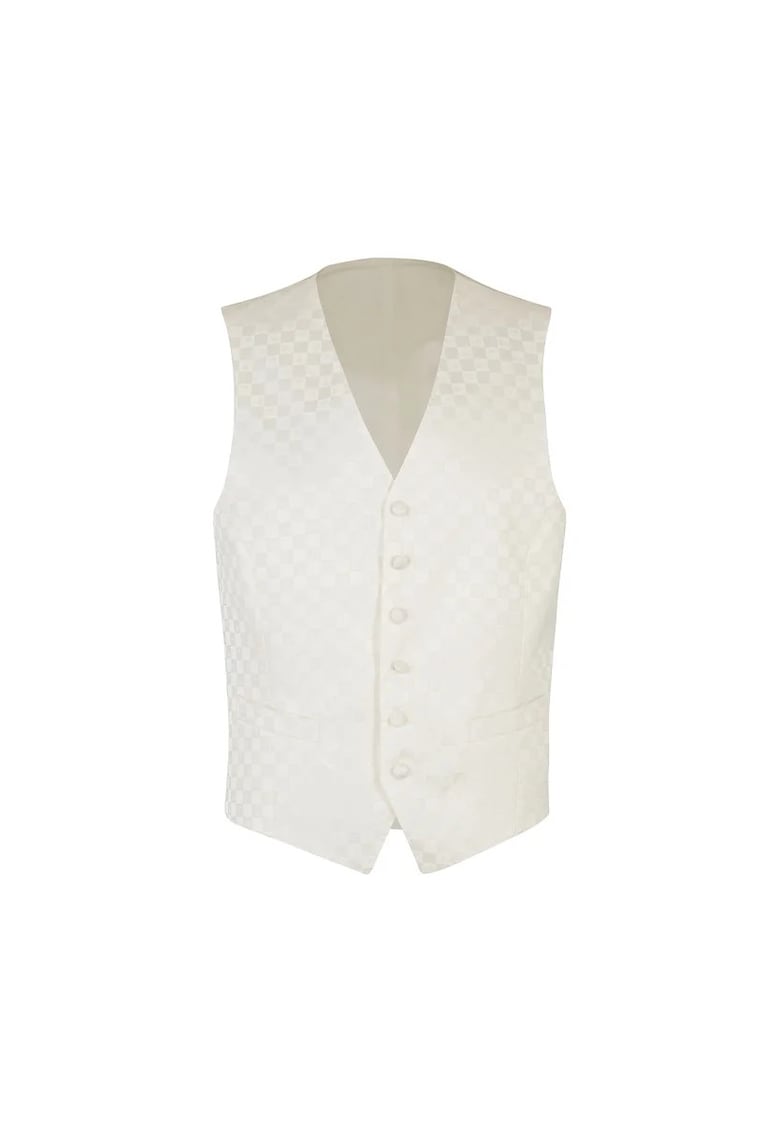 Oferte la Vestă regular fit cu imprimeu în carouri și detalii tip logo - Crem