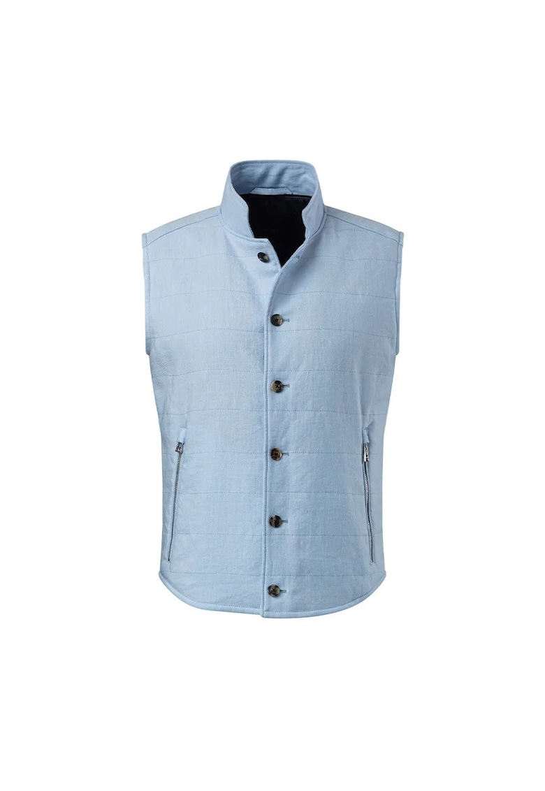 Oferte la Vestă regular fit cu buzunare frontale și închidere prin nasturi - Albastru deschis