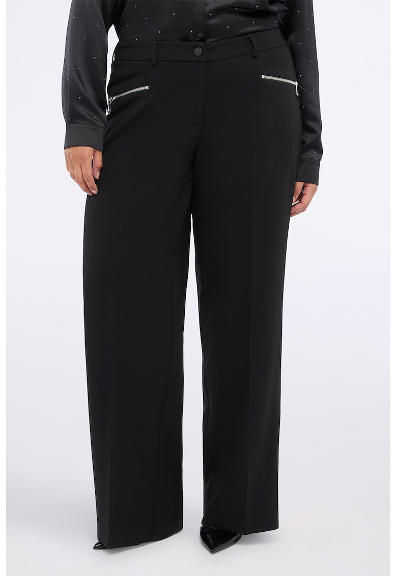 Oferte la Pantaloni drepti cu talie inalta - Negru