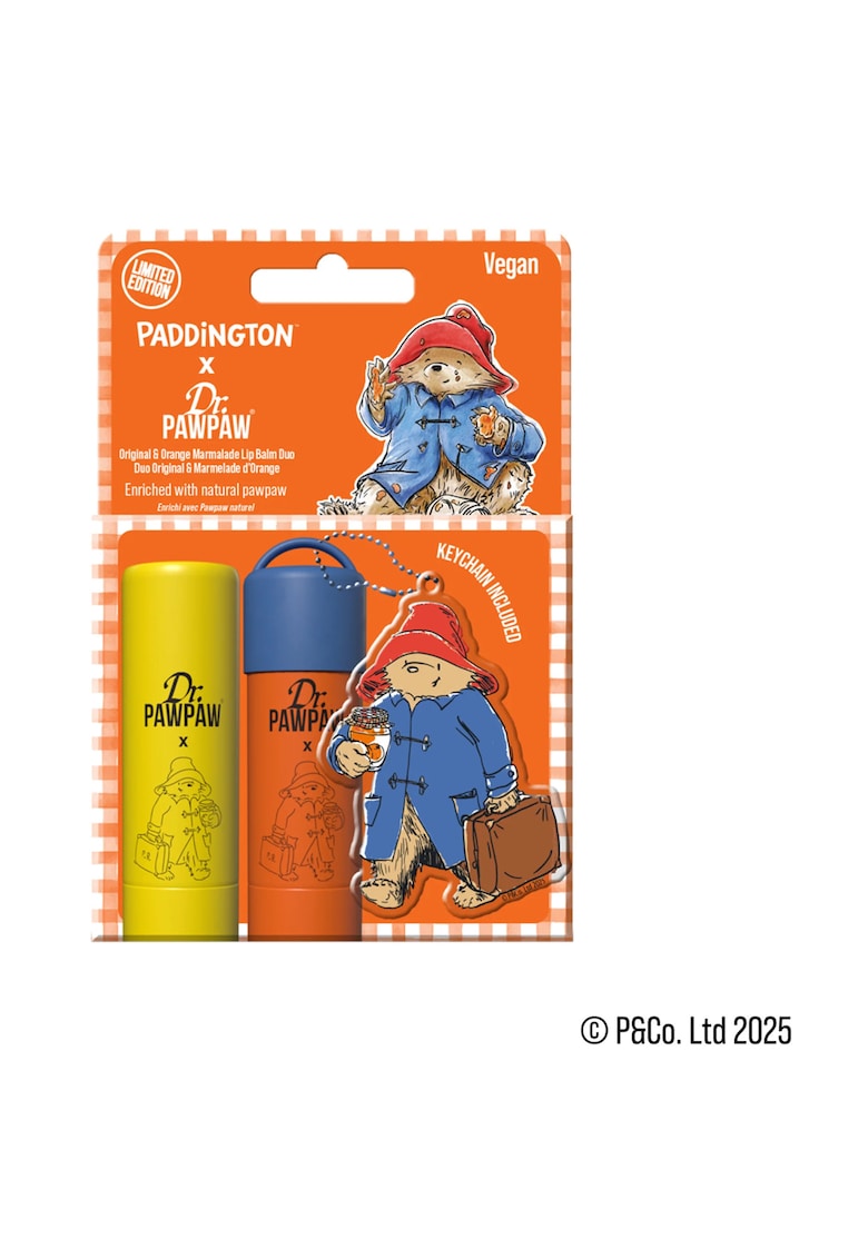 Oferte la Set 2 balsamuri de buze Paddington™ Bear Keyring Original Balm + aroma Orange Marmalade -  2 x 4 g Paddington Bear Keyring Original + Orange Marmalade