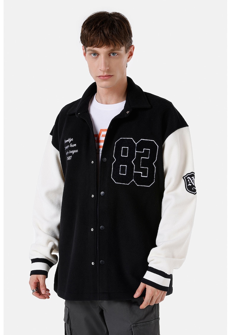 Oferte la Jacheta bomber cu maneci contrastante - Alb/Negru