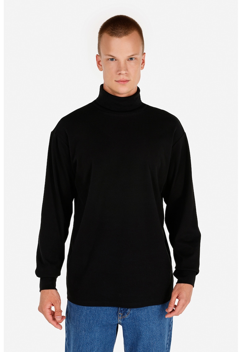 Oferte la Bluza de bumbac cu guler inalt - Negru