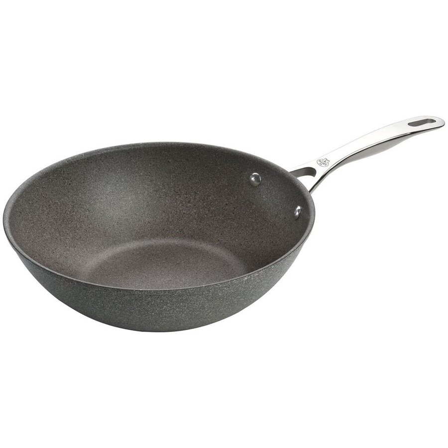 Oferte la Tigaie WOK Rotunda Min -20 °C Max 230 °C Aluminiu Granit Inox 30cm Antracit