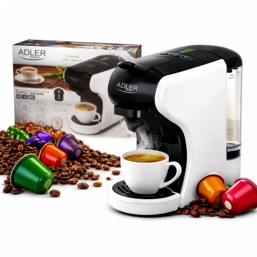 Oferte la Espressor Automat cu Capsule AD 4386 Rezervor Apa 0.6L Presiune 19 Bar 1450W Alb/Negru