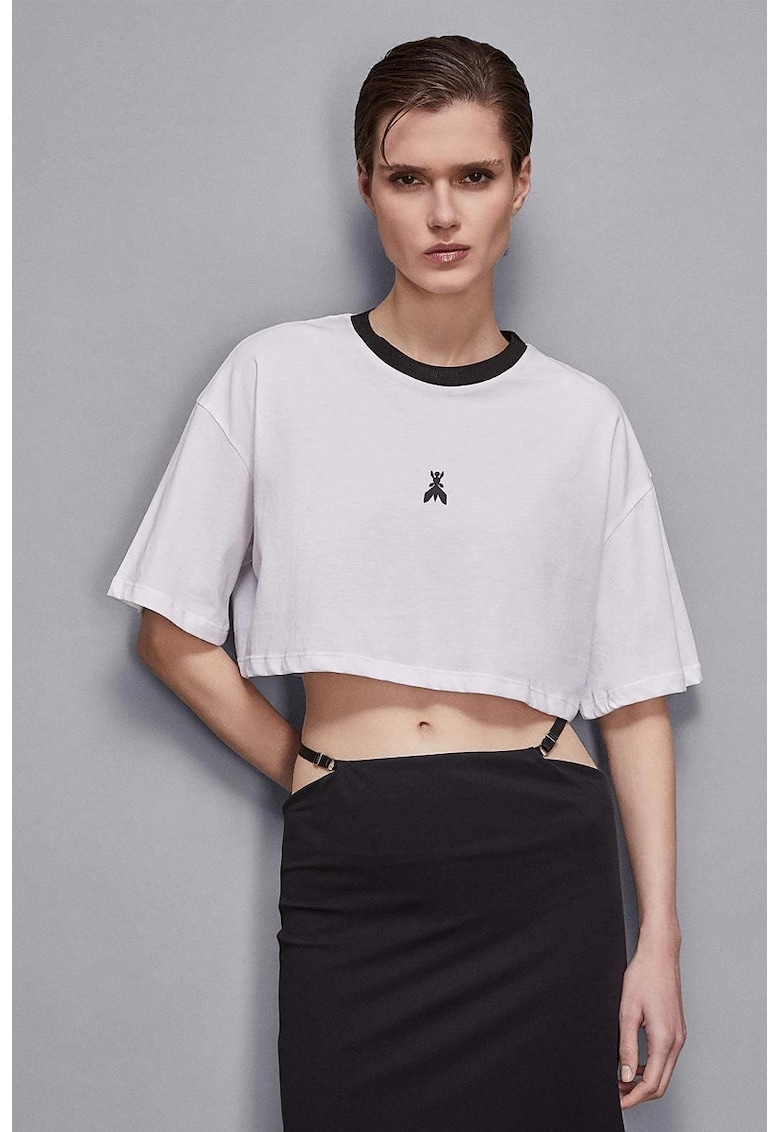 Tricou crop oversized PP - Alb