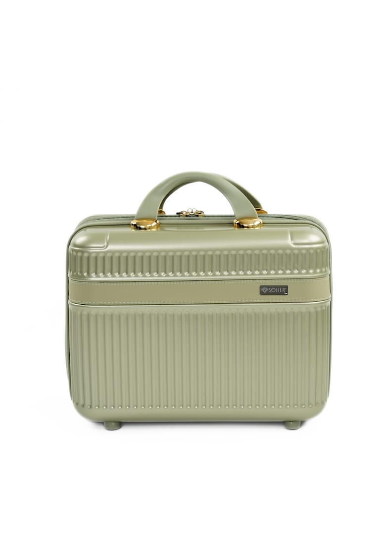 Oferte la Geanta Solier tip cufar de voiaj 14" ABS dur – bagaj de mana cabina - verde salvie