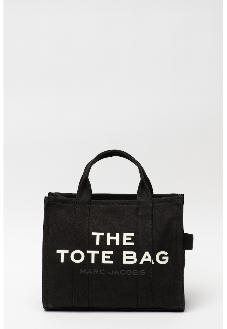 Oferte la Geanta tote medie cu imprimeu logo si bareta detasabila The Canvas - Alb/Negru - 27x33x15