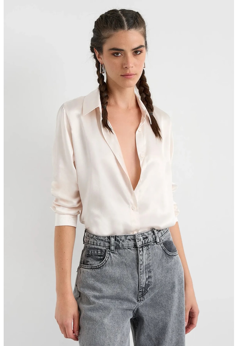 Oferte la Camasa clasica dama -  satin - bej deschis