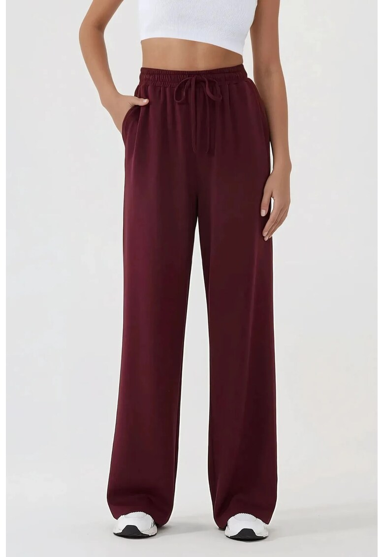 Oferte la Pantaloni sport dama -  croiala larga - talie elastica - rosu - textil