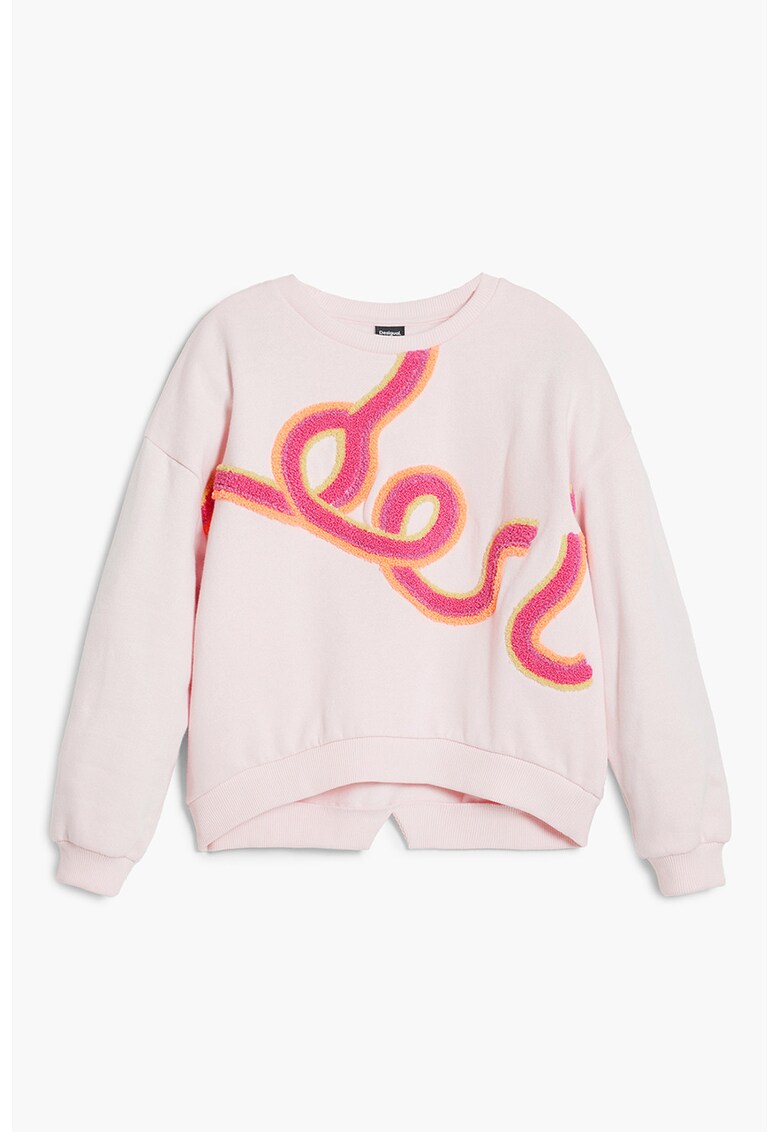 Oferte la Bluza asimetrica de trening cu aplicatie pufoasa - Roz pal