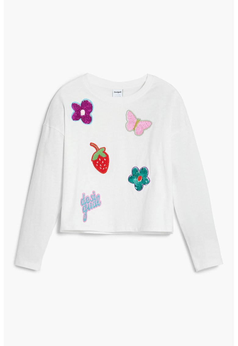 Oferte la Bluza de bumbac cu diverse aplicatii - Alb