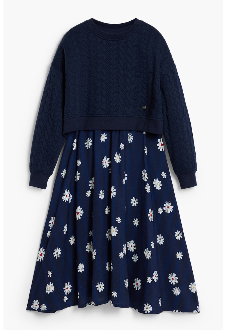 Oferte la Rochie cu model floral 2 in 1 - Albastru indigo