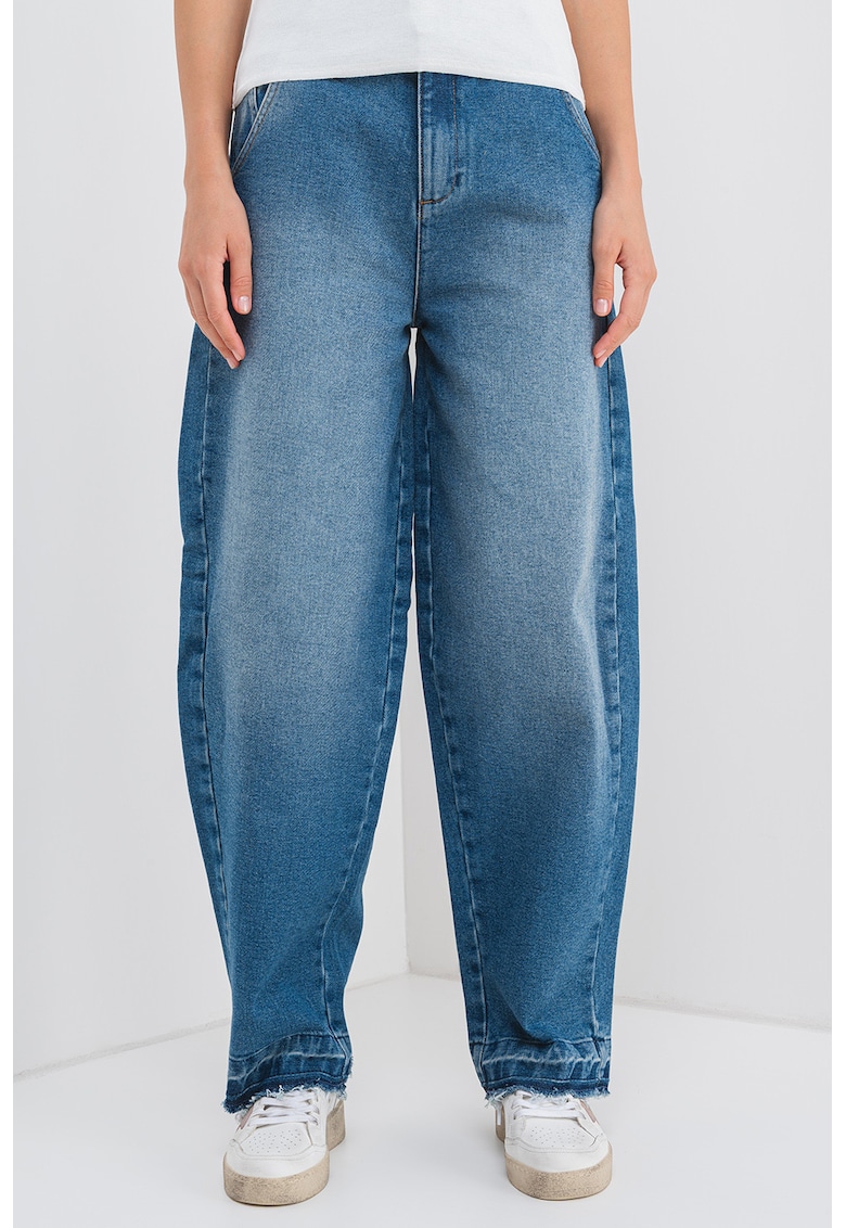 Oferte la Blugi relaxed fit cu talie medie - Albastru inchis
