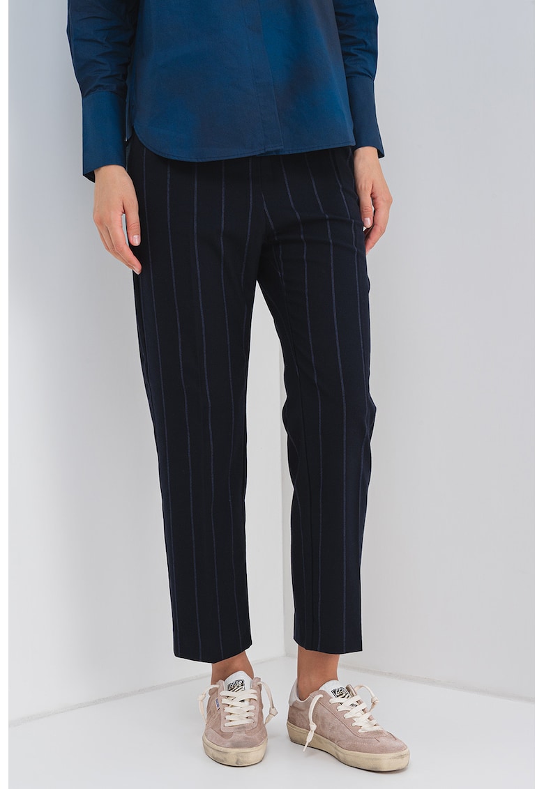 Oferte la Pantaloni cu talie inalta si dungi - Albastru ultramarin