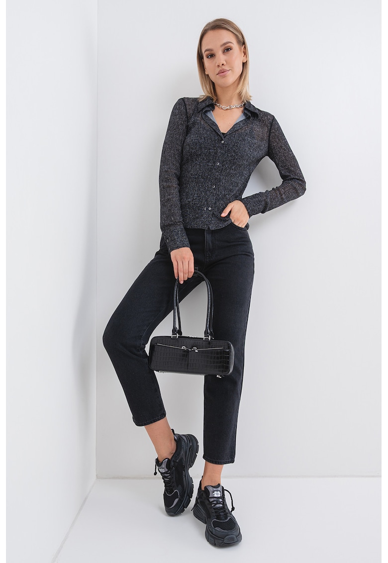 Oferte la Pulover uni cu nasturi - Negru melange
