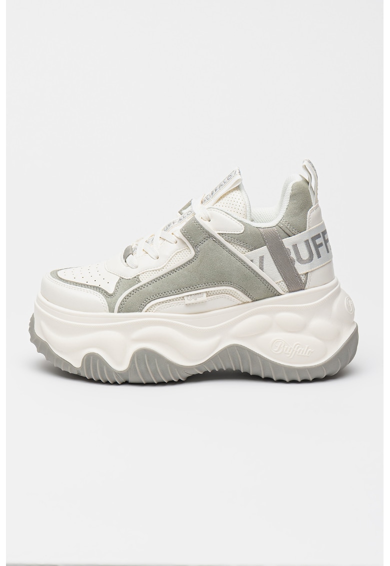 Oferte la Pantofi sport cu talpa flatform si sireturi Blader Matcha - Gri deschis/Alb murdar