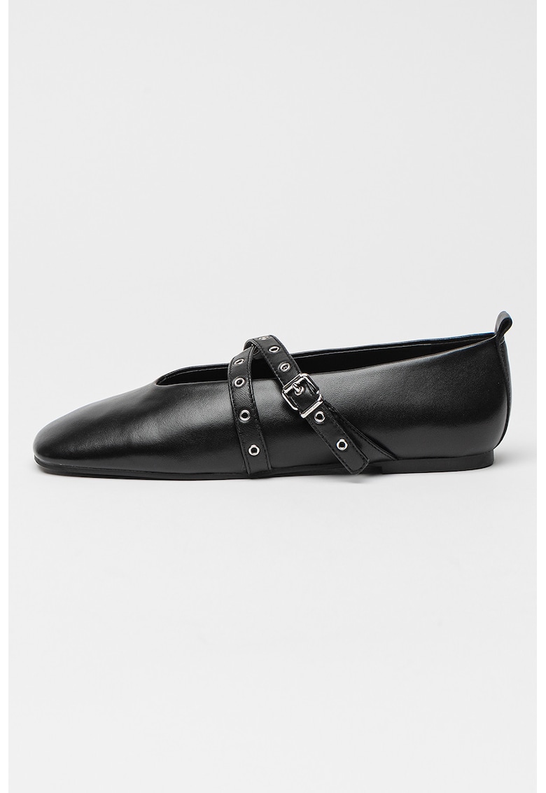 Oferte la Pantofi Mary Jane din piele cu bareta incrucisata - Negru