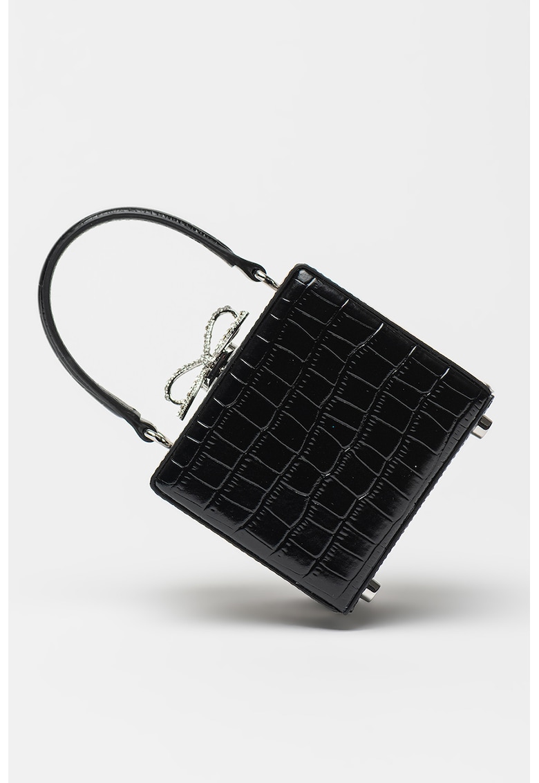 Oferte la Geanta minaudiere din piele cu funda cu cristale - Negru