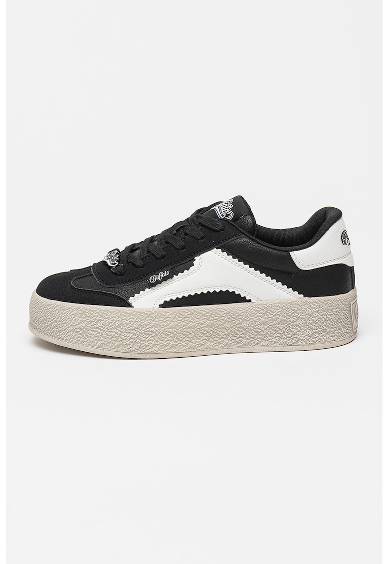 Oferte la Pantofi sport cu talpa flatform si detaliu logo Cajo - Negru/Alb murdar