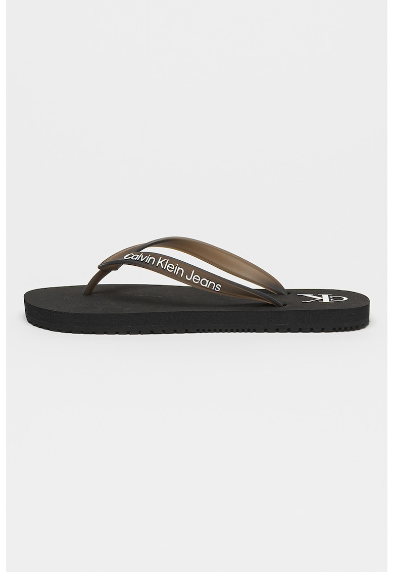 Oferte la Papuci flip-flop cu detaliu logo - Negru