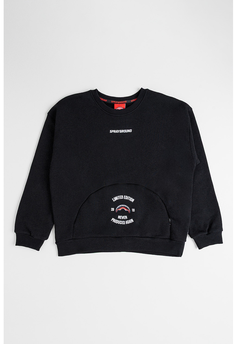 Oferte la Bluza de trening din bumbac cu decolteu la baza gatului - Negru