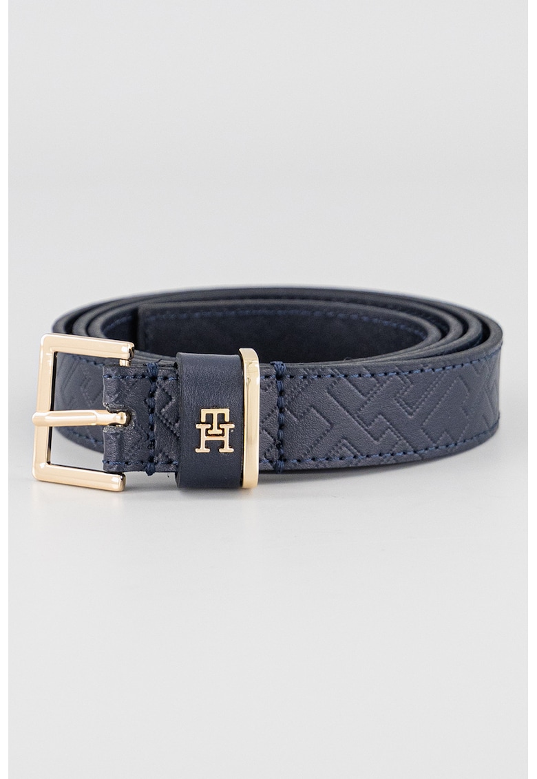 Oferte la Curea din piele cu logo in relief - Negru