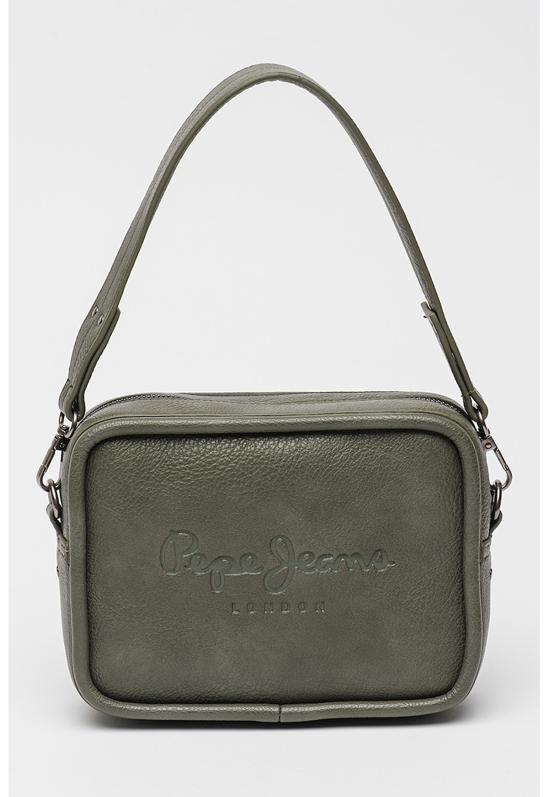 Oferte la Geanta crossbody de piele ecologica cu logo - Kaki