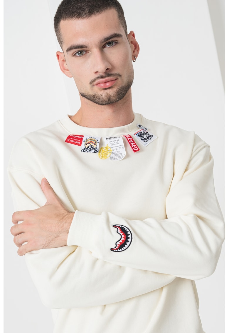 Oferte la Bluza de trening din bumbac - decorat cu etichete - Alb fildes