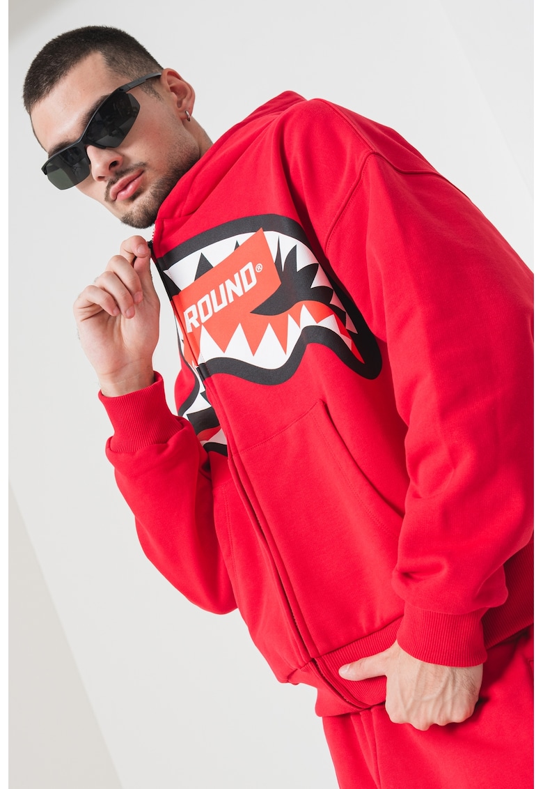 Oferte la Hanorac de bumbac cu model grafic - Rosu
