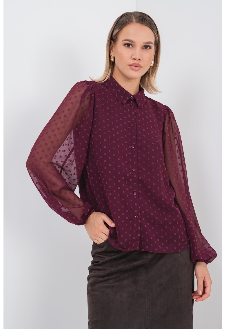 Oferte la Camasa cu maneci bufante transparente - Violet tyrian