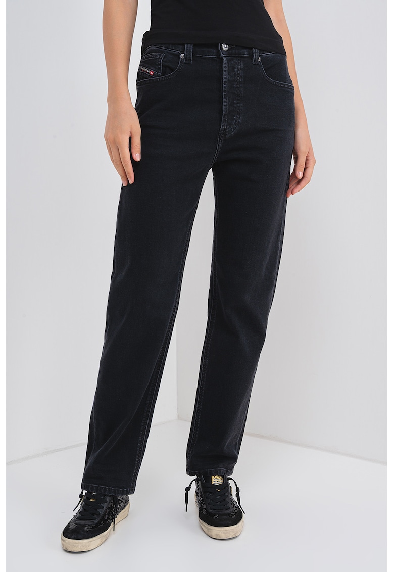 Oferte la Blugi drepti de bumbac cu nasturi - Negru