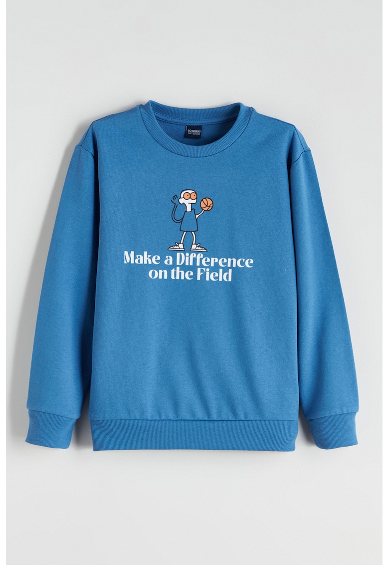 Oferte la Bluza de trening cu decolteu la baza gatului - Albastru
