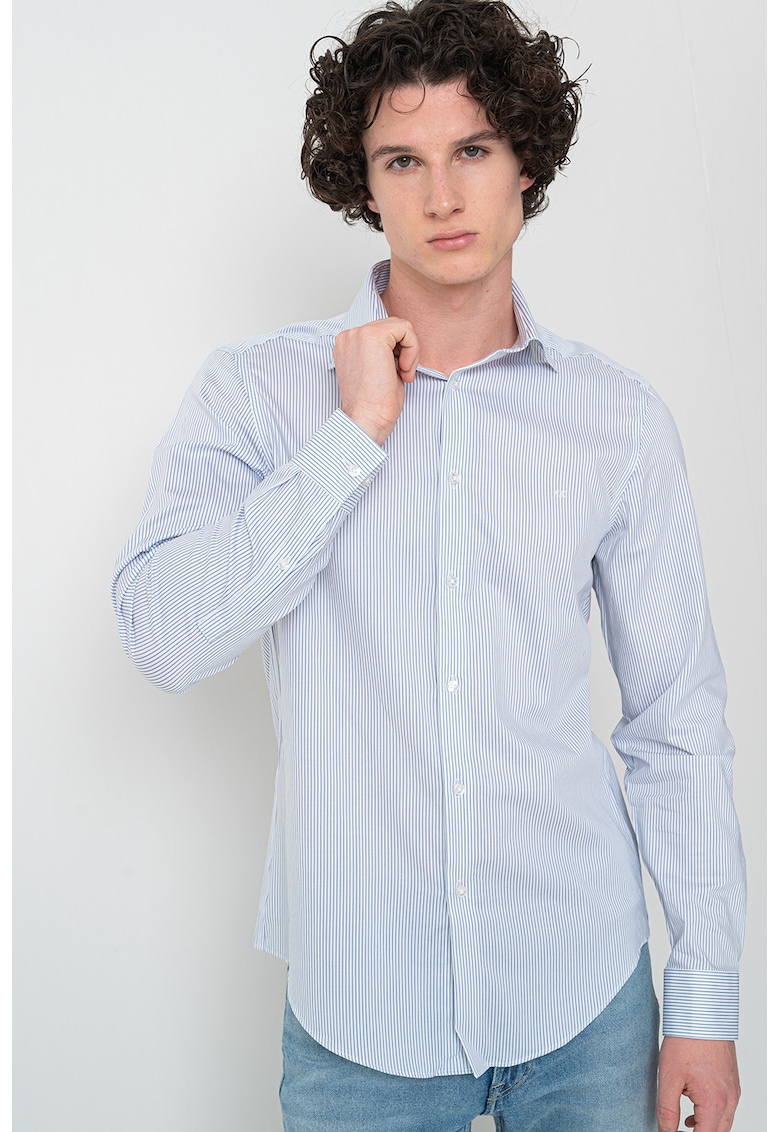 Oferte la Camasa regular fit cu dungi discreta - Alb/Albastru prafuit