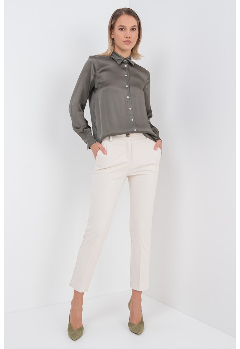 Oferte la Pantaloni crop slim fit eleganti - Bej