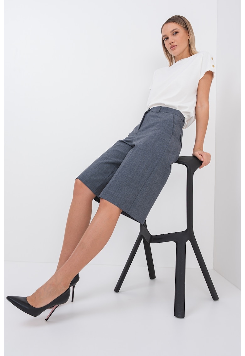 Oferte la Pantaloni scurti din amestec de lana cu croiala ampla - Gri melange