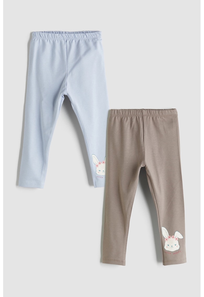 Oferte la Set de pantaloni regular fit cu imprimeu grafic - 2 piese - Gri/Albastru deschis