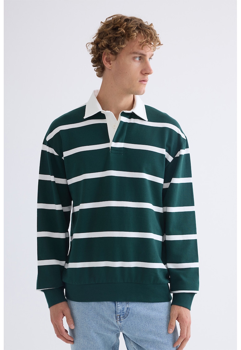 Oferte la Bluza polo cu dungi - Alb/Verde inchis