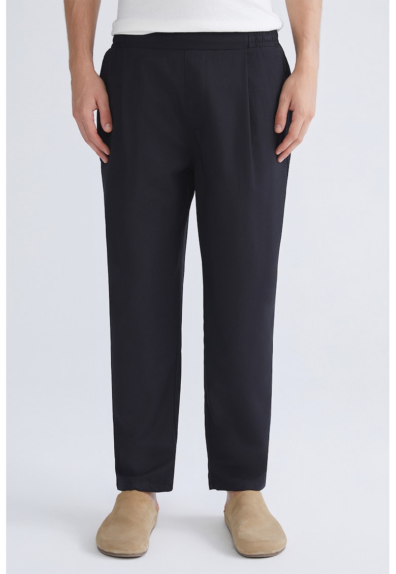 Pantaloni din amestec de modal cu talie elastica - Negru