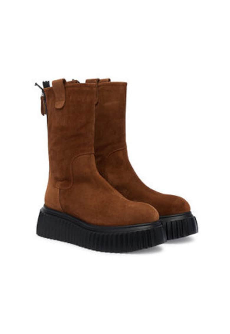 Oferte la Ghete dama -  piele naturala - maro/negru